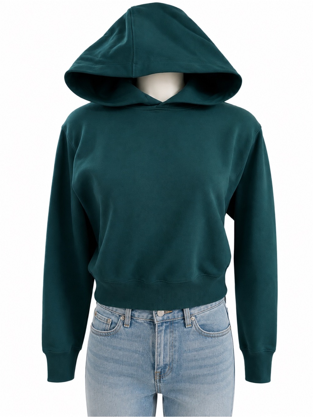 wild fable Teal Green Hooded Cropped Sweatshirt - Picture 1 of 3